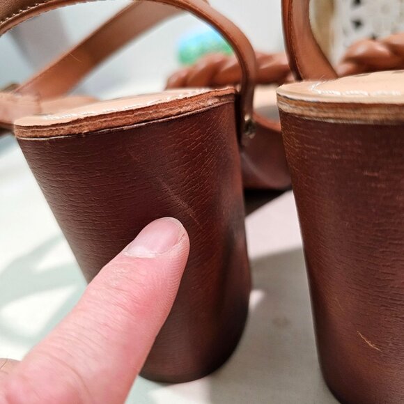 Madden NYC Women Sz 8 Braided Cognac Platform Heels Strap Sandals Casual Dress - Picture 11 of 11